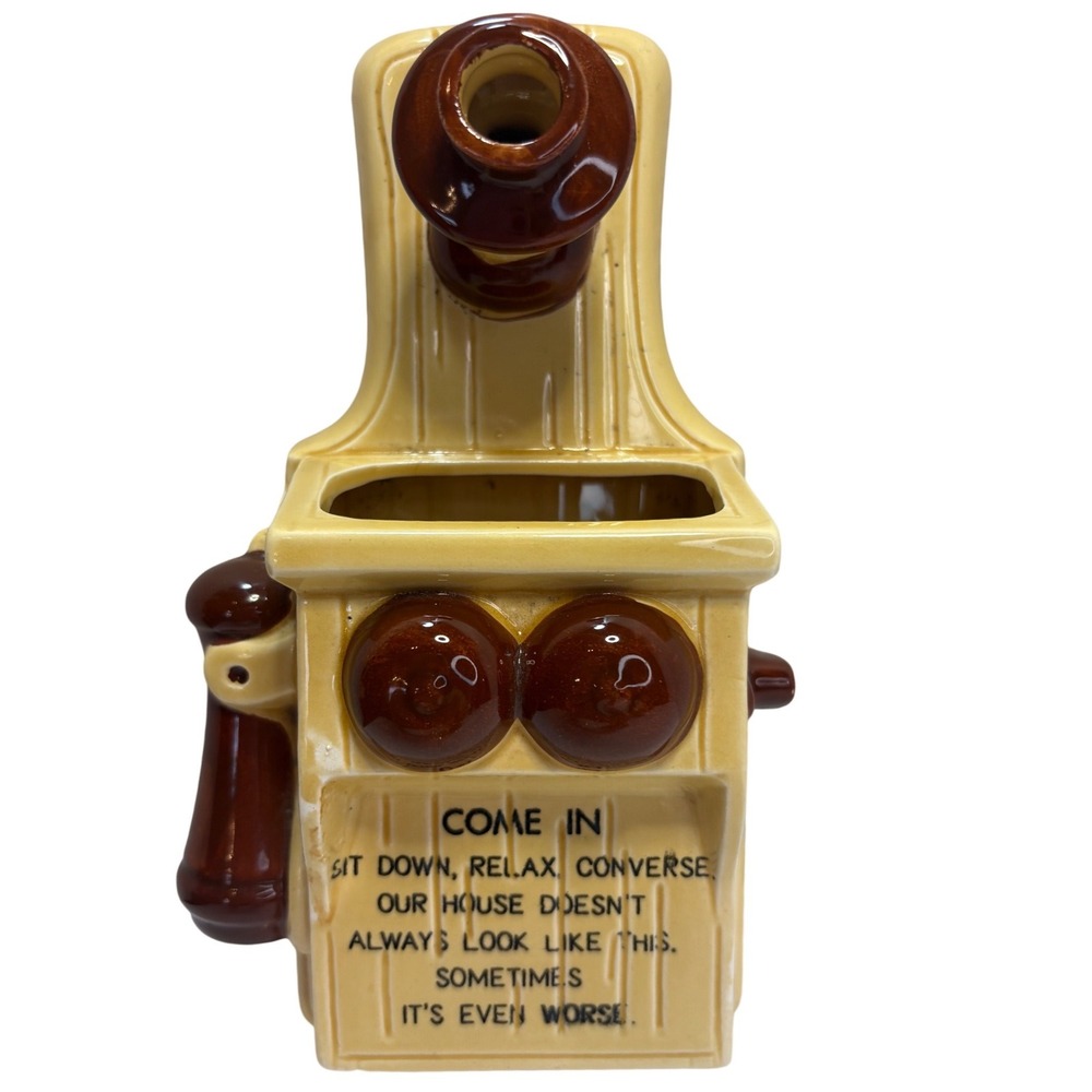Ceramic Wall Telephone Planter Candle Holder Humorous Quote P156 Vintage